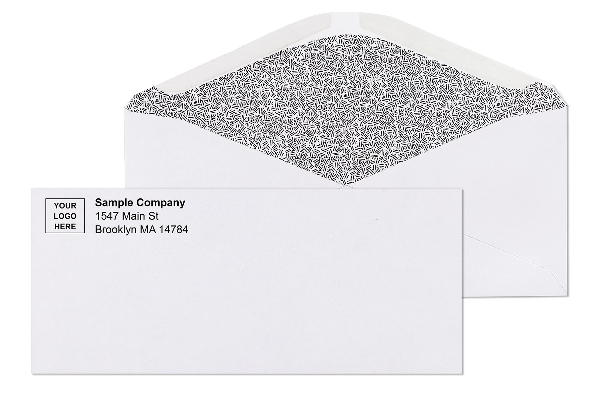 #10 security tinted custom printed business envelopes showing professional branded formats available at Business Envelopes since 1997