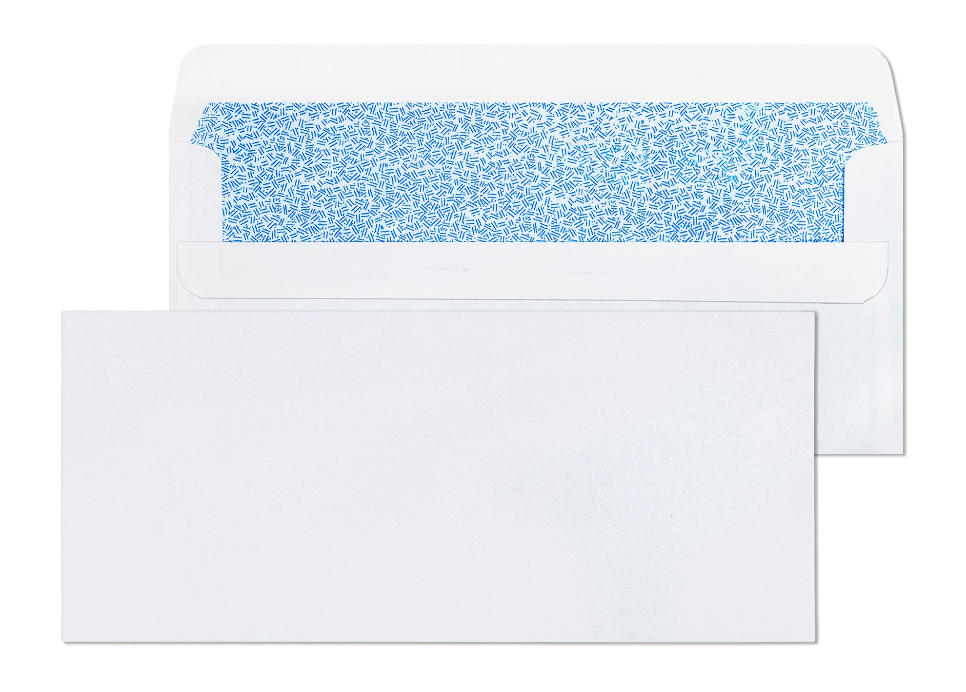 Self adhesive envelopes number 10 white security tinted with both peel and seal and flip and stick closure options in 24 lb wove laser safe format for billing payroll healthcare and business correspondence programs at Business Envelopes