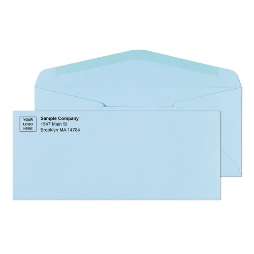 #10 blue wove envelopes with printed logo