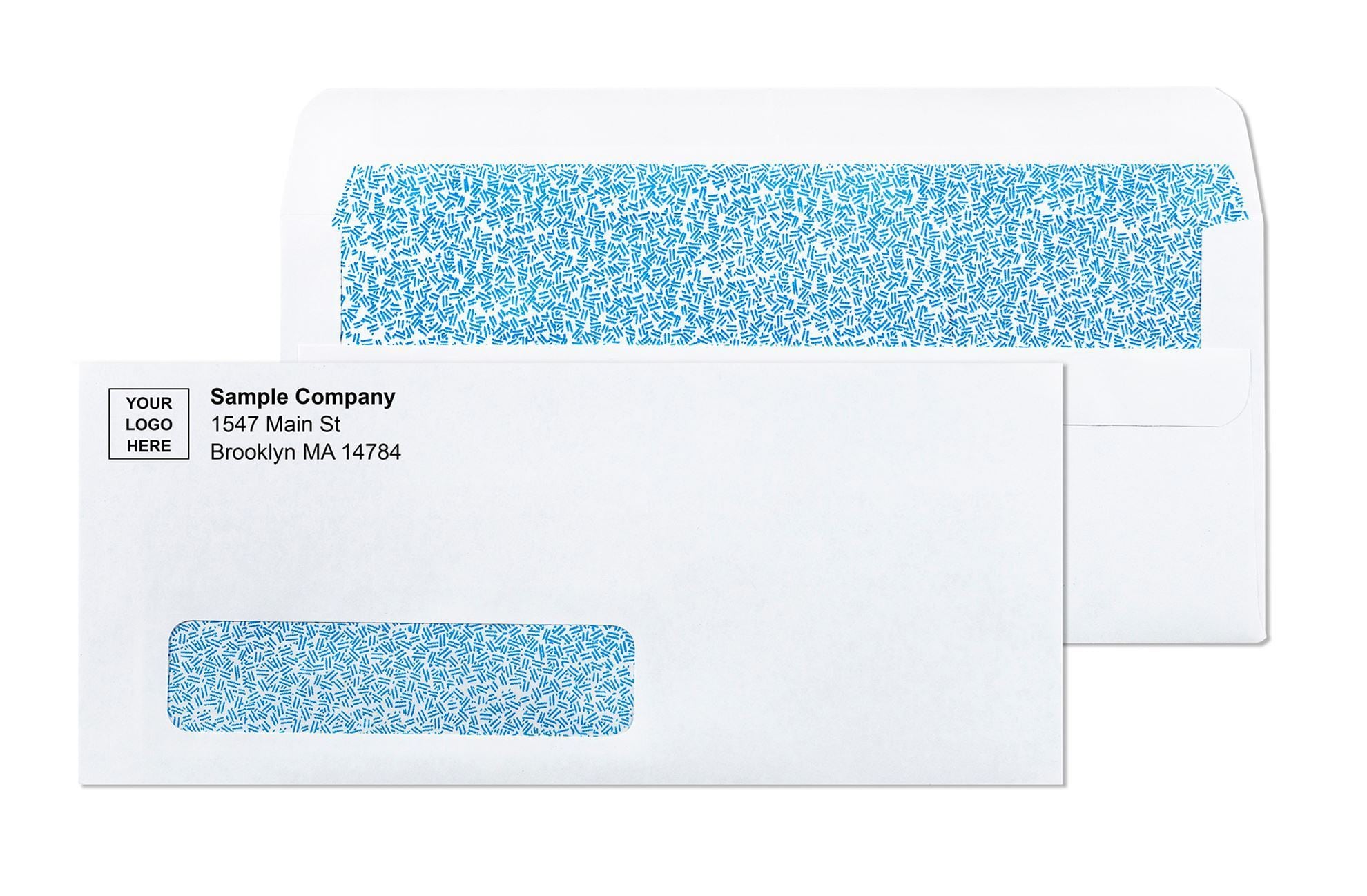 #10 window flip-and-stick self-seal security tinted envelope showing self-seal closure type to approach with caution in laser printing programs