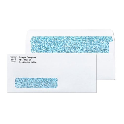 #10 white window tinted self sealing laser safe envelopes with printed logo business envelopes