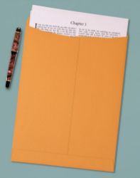 9x12 brown open end envelopes with colored logo