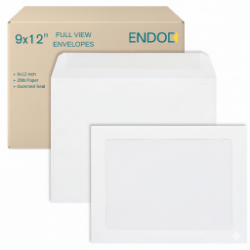 9x12 full view window white booklet envelopes front and back view
